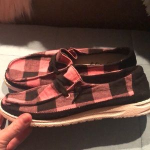 Gypsy jazz pink plaid BOAT SHOE